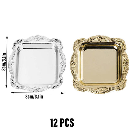 Plastic Square Plates 12pcs Small Reusable Serving Dishes for Party Dinner