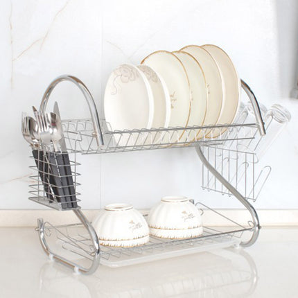 2 Tier Dish Drying Rack Kitchen Countertop Tableware Storage Organizer Holder