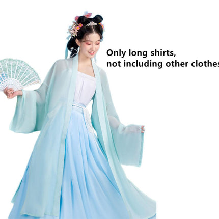 Hanfu Cyan Beizi Coat Traditional Chinese Outerwear for Spring and Summer