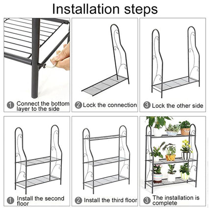 Metal Plant Stand 3 Tier Shelf Indoor Outdoor Flower Pot Display Rack 83cm