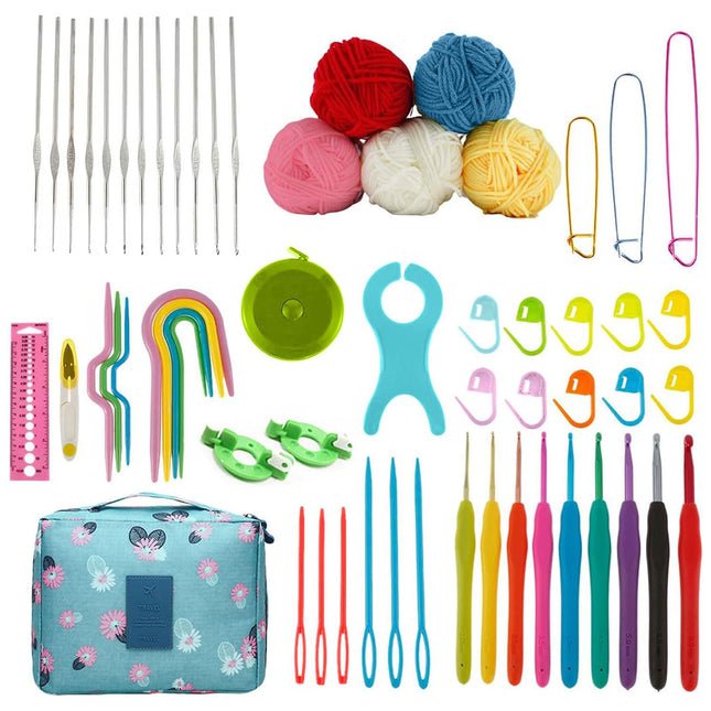 Beginner Crochet Yarn Set with Storage Case for DIY Scarf Hat Making Supplies