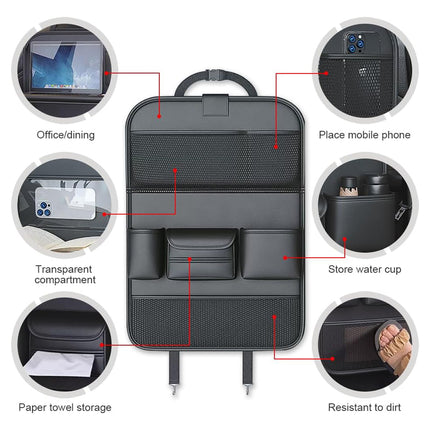Backrest Storage Organizer Bag with Foldable Table for Vehicle Travel and Daily Use