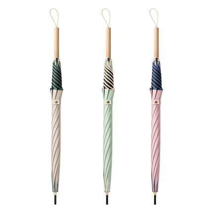 Long Handled Umbrella Petal Shape Dual Use Sun Rain 100cm Steel Wooden Handle