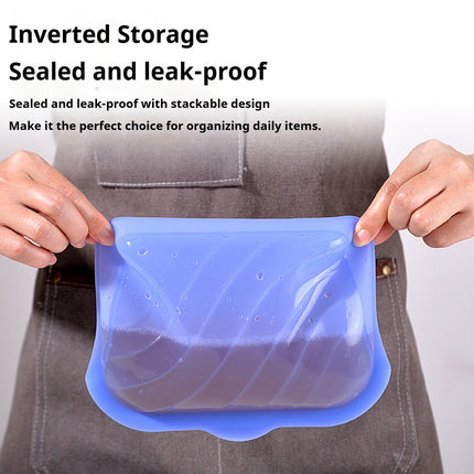 2PCS Food Grade Silicone Storage Bags Reusable Leakproof Seal Fresh Keeper