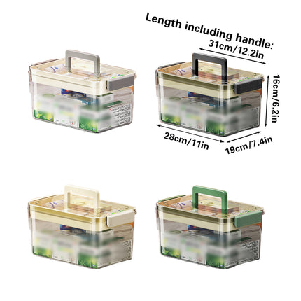 Large Capacity Medicine Storage Box First Aid Organiser Multi Layers Transparent