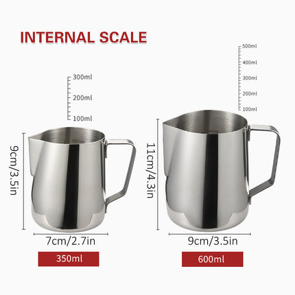 Stainless Steel Latte Art Cup 350ml 600ml Milk Frothing Pitcher Coffee Barista