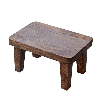 Solid Wood Small Stool Dark Brown Low Bench Footrest Entryway Shoe Stool