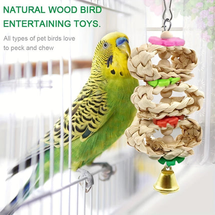 Bird Chew Toys Wooden Color 9-Piece Set Swing Hanging Bridge for Parrots AUS