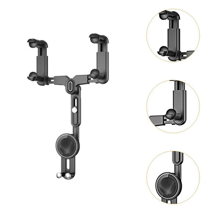 Mobile Phone Rearview Mirror Holder Strong Grip Fits Most Smartphones Car Use