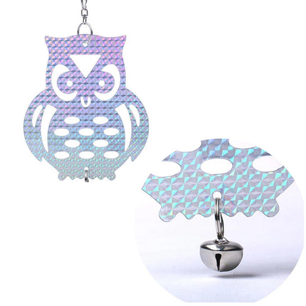 5Pcs Hanging Reflective Bird Scare Disc With Bell For Garden Farm Pest Control