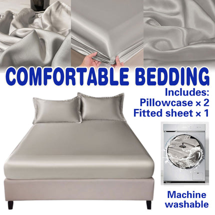 Bed Sheet Set Solid Colour Summer Three Piece Pillowcase Bedding Cover for Home