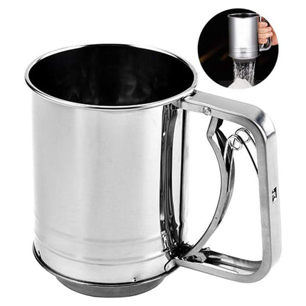 Stainless Steel Handheld Flour Sieve Home Filter Mesh Sieve Baking Tool Durable