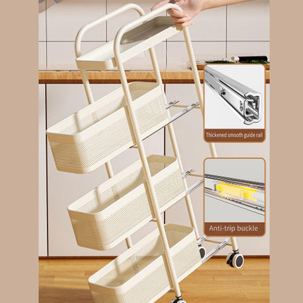 Multi Shelf Bathroom Storage Trolley Organizer with Pull Out Drawer Unit Stand