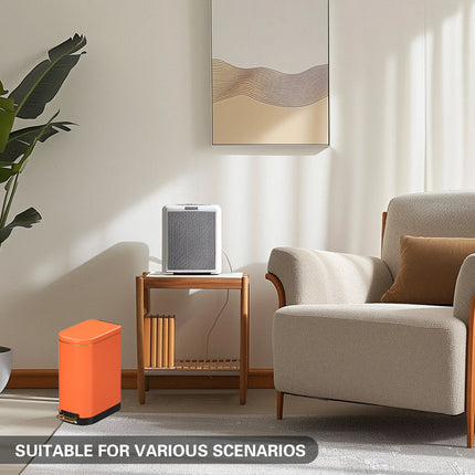 10L Stainless Steel Pedal Trash Can Hands Free Anti Odor Easy Clean Waste Bin