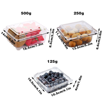 100pcs Transparent Plastic Fruit Box with Tape Cover Storage Packaging for Fruit