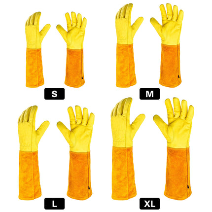 Long Cuff Cowhide Garden Gloves Protective Work Gloves for Gardening Pruning