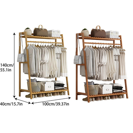 Bamboo Modern Style Floor Standing Coat Rack Home Decor Storage Organizer