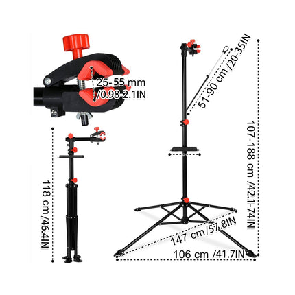 Steel Foldable Bike Repair Stand Blue or Red Accents