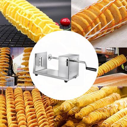 Stainless Steel Manual Potato Spiral Cutting Machine Hand Crank Slicer