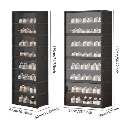 Simple Shoe Cabinet with Transparent Door 8 Tier for Entryway Hallway Durable
