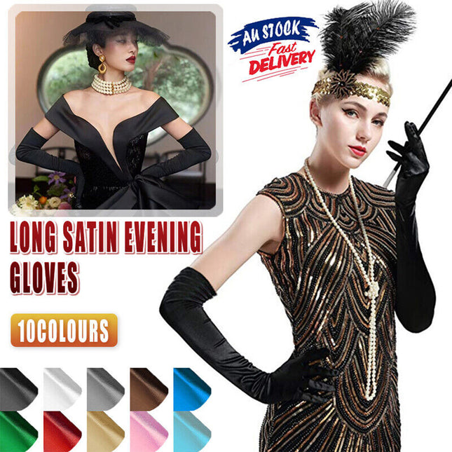 Elegant Long Satin Opera Gloves for Prom Party Wedding Costume or Formal Dress