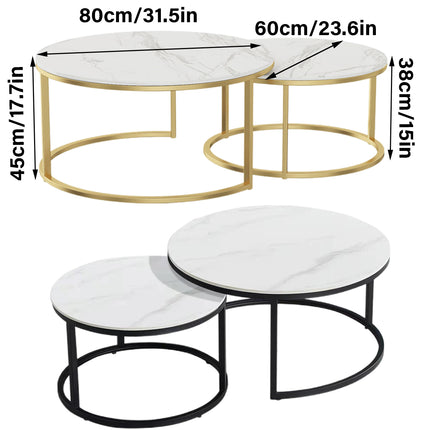 Round Tea Table Living Room Rock Plate for Home Coffee Table Modern Decor
