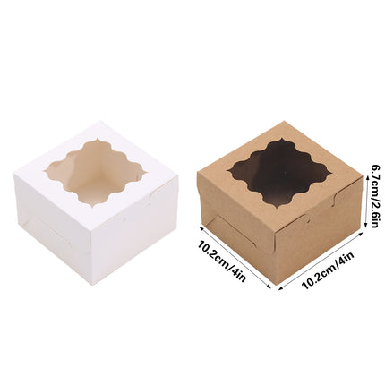 50PCS Cake Packaging Boxes Transparent Window Design 10.2x10.2x6.7cm Durable