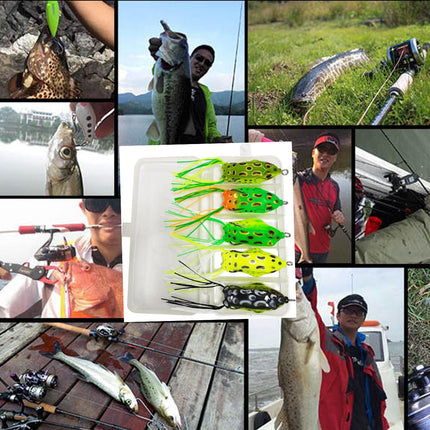 5pcs Soft Frog Lure Set Fishing Bait Frog Fake Lures for Bass Fishing Tackle