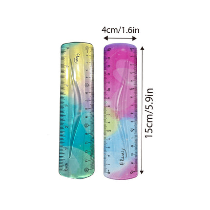 4pcs Colourful Bendable Soft Ruler 15cm Foldable Flexible Measuring Ruler Set
