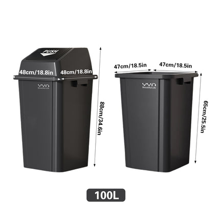 Outdoor Garbage Large Capacity 100L Trash Can Durable with Handle