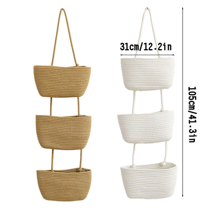 3 Layer Wall Mounted Storage Basket Hanging Organizer Rack for Household Items