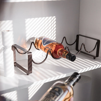 Iron Wine Rack Bottle Holder Metal Display Stand Tabletop Decorative Storage