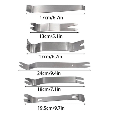 6pcs Pry Bar Tool Set Metal Dismantling Plate Fastener Remover For Car Repair