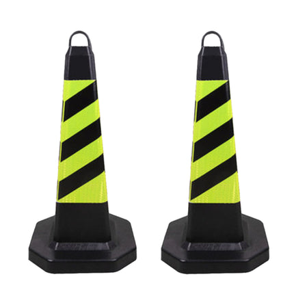 2PCS Road Rubber Traffic Cone Safety Cone Flexible Resilient for Construction