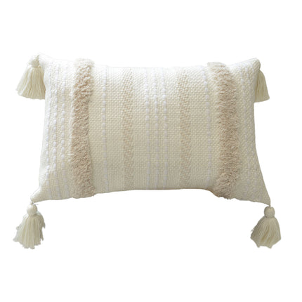 Bohemian Woven Pillow Cushion Waist Support Beige Decorative Sofa Throw Pillow
