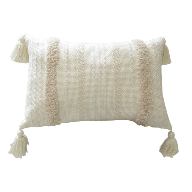 Bohemian Woven Pillow Cushion Waist Support Beige Decorative Sofa Throw Pillow