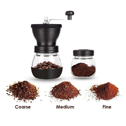 Manual Coffee Bean Grinder Glass Hand Crank Portable Grinding Mill for Home Use