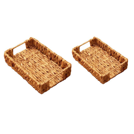 2pcs Rattan Fruit Tray Decorative Storage Trays Multipurpose Shelving Organizer