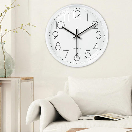 Wall Clock Silent 30cm Round Quartz Hanging Clock for Home Office Living Room
