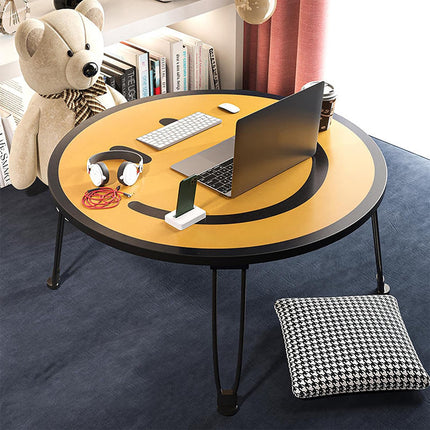 Foldable Small Table with Smiley Face Pattern Childrens Study Desk Play Table