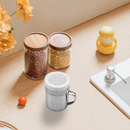 Stainless Steel Dusting Canister with Lid and Handle Kitchen Storage Container