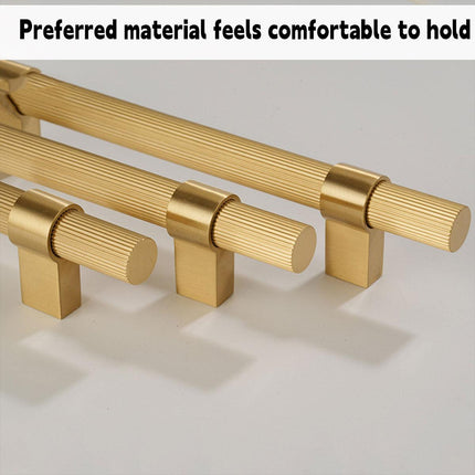 5 Sizes Brass Solid Handles Knurled Vertical Pulls for Cabinet Drawer Wardrobe