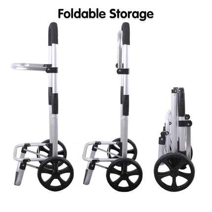 Folding Shopping Cart with Wheels Portable Utility Trolley Grocery Storage Bag