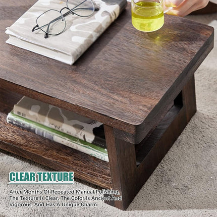 Solid Wood Tatami Foldable Low Table Japanese Style Space Saving Side Table