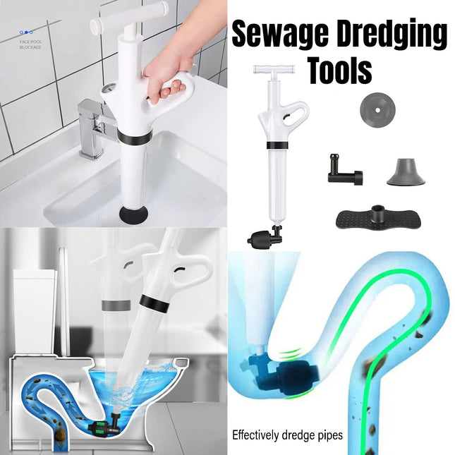 High Pressure Toilet Pipe Sewer Dredge Tool Pneumatic Suction Floor Drain Tool