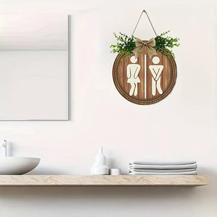 Wooden Toilet Signs Wall Hanging Gender Signage Decorative Bathroom Door Signs