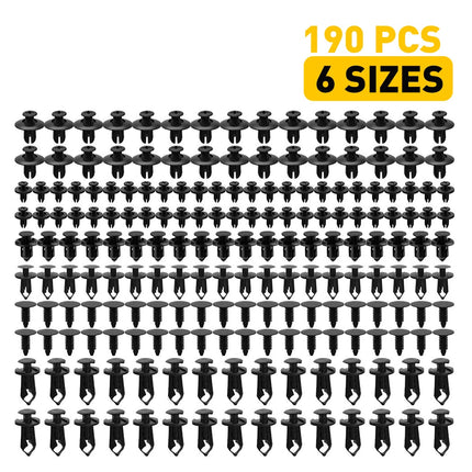 190PCS Plastic Car Fastener 6 Sizes for Auto Body Fender Bumper Trim Accessories
