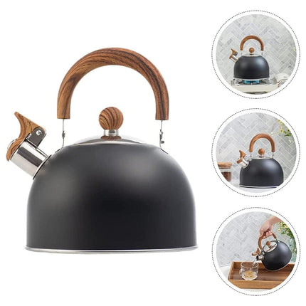 2.5L Matte Black Whistling Kettle Foldable Handle Stainless Steel Gas Electric