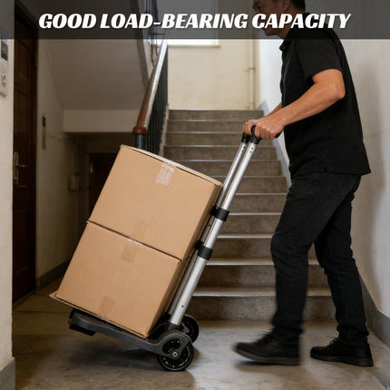 Portable Folding Hand Truck Cart 40kg Adjustable Handle Space Saving Trolley
