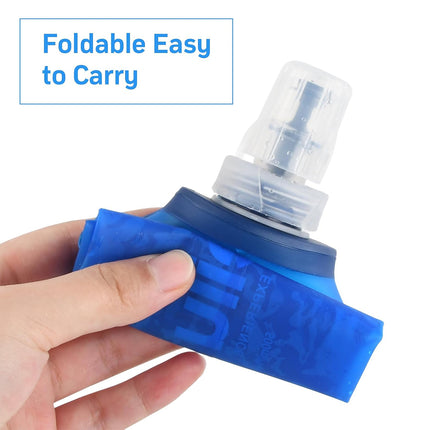 Collapsible Water Bottle 500ml Soft TPU with Straw Foldable Running Hiking